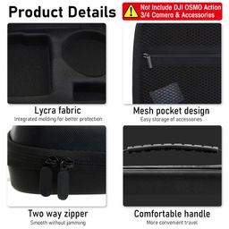 Polyurethane For Osmo Action 3 Carrying Case For Dji Osmo Action 3/Action 4/5Pro, Hard Shell Bag With Shoulder Strap Travel Case For Dji Osmo Action 3/4/5Pro Camera, Not Included Camera, black image 5