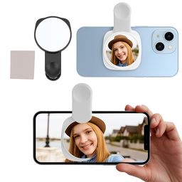 KIDWILL Rear Lens Expansion Camera Selfie Mirror, Selfie Smartphone Mirror, Vlog Selfie Mirror Suitable for All MobilePhones, Travel, High-Definition Phone Reflection Mirror (Round Selfie Mirror) image 1