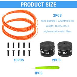 PROBEROS® Replacement Badminton Racket Strings for 2 Rackets, String Repair Kit with Accessories & Tools, Nylon Fiber Strings, 0.78mm, Tension 26lbs, 10m Long Per Roll image 2