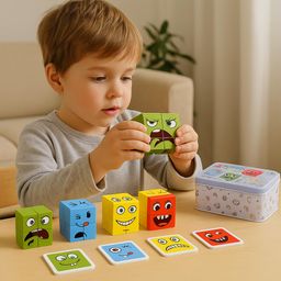 Toy Imagine Cube Face Game - Fun and Educational Puzzle Game for Kids - Includes 4 Colorful Cubes and Matching Cards - Develops Memory and Recognition Skills - Suitable for Ages 3 and Up image 3