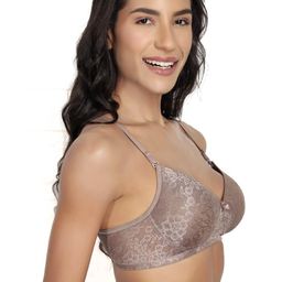Victoria Padded Bra for Women – Wirefree, Seamless, Full Coverage, Detachable Straps, Fancy Lycra Net Fabric – Sizes 30B-40B (in, Numeric, 34, B, Regular, Mouse) image 3
