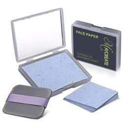 maycreate MAYCREATE® 100Pcs Face Blotting Paper for Oily Skin, Natural Linen Bloating Papers for Oily Face, Oil Absorbing Sheets for Face, with Built-in Mirror & Powder Puff Pad for Men and Women image 1