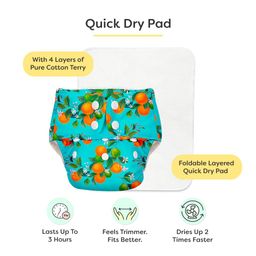 BASIC Reusable Cloth Diapers | New Trimmer Version | Adjustable, Washable & Rash-Free | Includes Absorbent Pad with Dry Feel Layer | Fits 3M-3Y (5-17kg) | Certified & Comfortable for Babies (Peaches) image 4