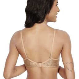 Victoria Padded Bra for Women – Wirefree, Seamless, Full Coverage, Detachable Straps, Fancy Lycra Net Fabric – Sizes 30B-40B (in, Numeric, 38, B, Regular, Sand) image 4
