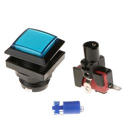 secret desire SDR 33mm Square Game Machine Arcade Push Button + LED Illuminated Switch DC12V Blue image 2