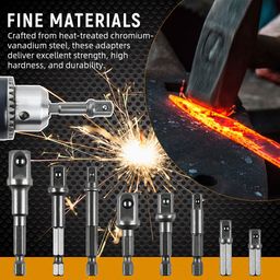 serplex Serplex® 8PCS Drill Bit Adapter Set - 1/4", 3/8", 1/2-Inch Hex Shank Impact Socket Adapters for Power Drill image 4