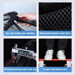 proberos Proberos® Fishing Net, 2m Retractable Fishing Net, Portable Aluminum Alloy Fishing Trap Folding Triangle Wide Fishing Landing Net Telescopic Fishing Net Catcher Suitable for Fish Under 5 KG image 3