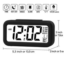 idella Alarm Clock, Digital Clock, Table Clock for Students, Watch Timer for Study, Home, Bedroom, Kitchen,Loud Desk Alarm Clocks for Heavy Sleepers with Automatic Sensor,Time,Date &Temperature image 2