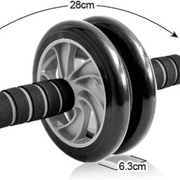 Pomic fit Double Exercise Wheel Ab Roller & Wrist Band Supporter Combo for Men & Women (Packof2) Gym Gloves with Thumb Loop Abdominal Home Workout Roller Gym Equipment (Multicolor) image 4