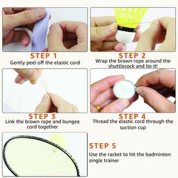 Proberos® Badminton Self-Practice, 3 BallsBouncing Badminton Ball for Training Self Adhesive with Elastic Cord, 40 Elastic Rope Replacement, Portable Practice Equipment (Non-Illuminating Style) image 2