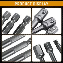 serplex Serplex® 8PCS Drill Bit Adapter Set - 1/4", 3/8", 1/2-Inch Hex Shank Impact Socket Adapters for Power Drill image 3