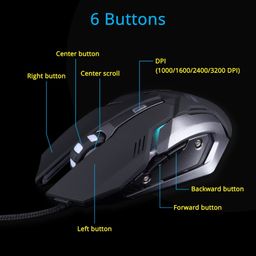 Zebronics Transformer Gaming Keyboard and Mouse Combo,Braided Cable,Durable Al body,Multimedia keys and Gaming Mouse with 6 Buttons, Multi-Color LED Lights, High-Resolution Sensor with 3200 DPI(Black) image 4