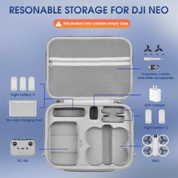 ZORBES Carrying Case For Neo Drone, Hard Shell Pu Travel Case For Neo Drone, Rc-N3 Remote Controller, Neo Intelligent Flight Battery, Charging Hub Neo Drone Travel Carrying Bag,grey image 2
