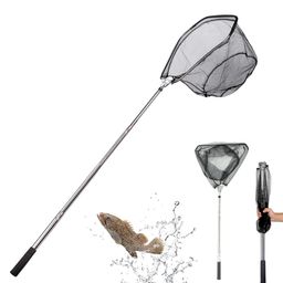 Proberos® 70" Foldable Fishing Net with Aluminum Alloy Handle, Telescopic Portable Fishing Landing Net for Fish Under 2.5 kg, Carp Trout Pond Fishing Net image 1