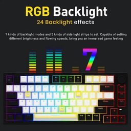 TECPHILE Dare U EK75 Rainbow Wired Gaming Keyboard 75% TKL Layout, RGB Backlight Mechanical Keyboard, Double Injection Key Caps, Gasket Mounted Design, Dream Switches, Black image 2