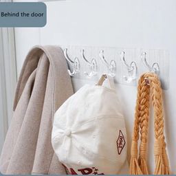 JIALTO Hooks for Wall Without Drilling - 6 Hook Strip, 2 Pack - Transparent, Wall Mounted Hooks for Hanging Strong - Adhesive Hooks for Heavy Duty image 4