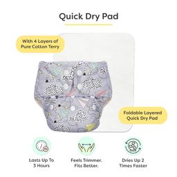 BASIC Reusable Cloth Diapers | New Trimmer Version | Adjustable, Washable & Rash-Free | Includes Absorbent Pad with Dry Feel Layer | Fits 3M-3Y (5-17kg) | Certified & Comfortable for Babies (Airplane) image 4