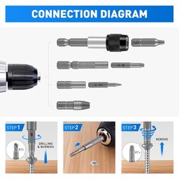 Serplex® 33PCS Damaged Screw Extractor Set Stripped Screw Extractor Set for Broken Bolt, Screw Extractor Remover Tool with Socket Extension Drill Bits Tools Set, Easily Remove Stripped Screws image 4
