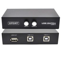 Swiztek USB 2.0 Switch 2-Port Selector for PC – Share Keyboard, Mouse, Printer & External Devices | Plug & Play USB Sharing Hub for Two Computers | Manual Button Control, No Power Required image 1