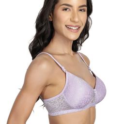 Victoria Padded Bra for Women – Wirefree, Seamless, Full Coverage, Detachable Straps, Fancy Lycra Net Fabric – Sizes 30B-40B (in, Numeric, 34, B, Regular, Lavender) image 4