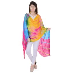 veera paridhaan Women's Printed Lahariya Dupatta (Multicolor_Free Size) image 1