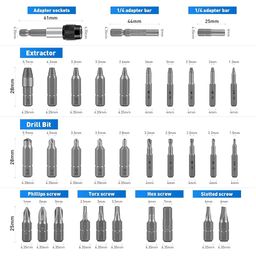 Serplex® 33PCS Damaged Screw Extractor Set Stripped Screw Extractor Set for Broken Bolt, Screw Extractor Remover Tool with Socket Extension Drill Bits Tools Set, Easily Remove Stripped Screws image 2
