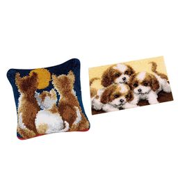 bnf® Puppy & Kitten Latch Hook Kits Pillows Making Material Package for Beginners | Latch Hooking Kits | Latch Hooking | Rug Making | Needlecrafts & Yarn image 2