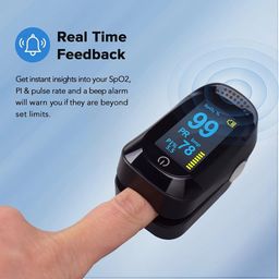 AFERLITE Premium Pulse Oximeter with OLED Display Four Directional Monitoring Alarm Function Auto Shutdown (Black) image 4