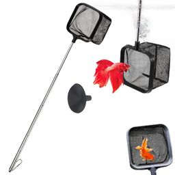 qpets Fishing Net, Small Aquarium Fish Net for Betta Fish Tank, Stainless Steel Handle Square Fish Net for Catching for Small Fish Tank Betta Fish Tank (3 Inch Fish Net) image 1