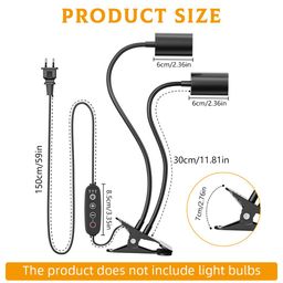 qpets Fish Tank Lamp Stand, Turtle Sunbathing Double Head Lamp Stand, Lizards Clamp Heat Lamp Stand with 3 Smart Timer Settings, Plug & Play Versatile Reptile Habitat Accessory - Not Included Bulb image 2