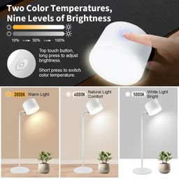 elephantboat ELEPHANTBOAT® Table Lamp for Study Room, 4 in 1 Rechargeable Desk Lamp Light for Study with Powerful Magnets Portable USB Table Light Remote Control, 4 Levels of Brightness, Eye Caring, Non-Flickering image 3