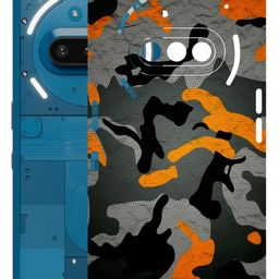 AtOdds Mobile Skin Sticker Wrap | Compatible for Nothing Phone 3A| Scratchproof Matte Finish | Full Coverage for All Sides & Camera Protection (Orange Camo) image 1