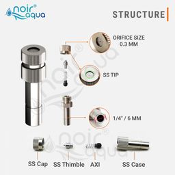 Noir Aqua 15pcs Misting Fogger Nozzle with Tee Connector 0.3mm Orifice,(1/4") Push Fit | Fogger Sprayer for, Dairy Farming Cooling, Animal Husbandry | Mist & Water Systems image 2