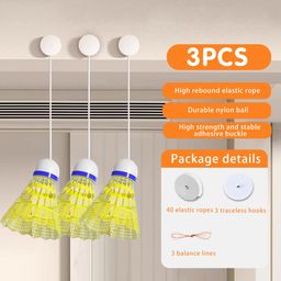 Proberos® Badminton Self-Practice, 3 BallsBouncing Badminton Ball for Training Self Adhesive with Elastic Cord, 40 Elastic Rope Replacement, Portable Practice Equipment (Non-Illuminating Style) image 3