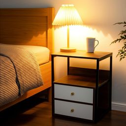 Decor & More Bedside Table with 2 Drawers | Wooden Nightstand for Bedroom with Smooth Sliding Drawers & Open Storage Shelf | Space-Saving Side Table for Living Room image 3