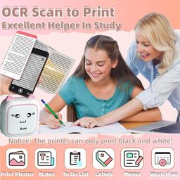 zeitel ZEITEL® Portable Thermal Mini Printer for Students, for Home Use Bluetooth Printer for Mobile Android and iOS, Mini Sticker Printer for Question Bank, Flashcards, Journal, Photos, Notes, Label image 2