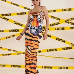 BAESD Print Satin Maxi Dress-image-44