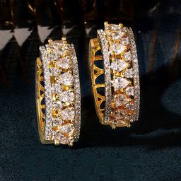 Priyaasi Gold -Plated American Diamond Stone Studded Circular Hoop Earrings-image-68