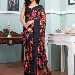 KALINI Floral Pure Georgette Muga Saree-picture-25