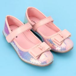 Pine Kids Ballerinas with Velcro Closure & Bow Applique- Pink-image-80