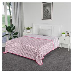 Kuber Industries Blanket Cotton Single Bed Dohar Blanket For Home Reversible AC Blanket For Travelling Blanket For Summer Blanket For Winters Flower Print - Pink-27