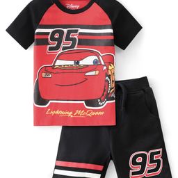 Babyhug Disney Cotton Knit Raglan Sleeves T-Shirt & Shorts Set With Cars Print - Multicolor-image-30