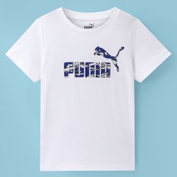 Puma Cotton Knit Half Sleeves T-Shirt With Logo Print - White-picture-25