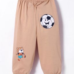 Tango Single Jersey Knit Full Length Bear & Football Printed Lounge Pant - Peach-image-94