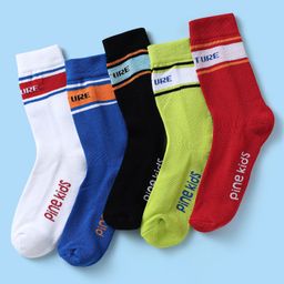 Pine Kids Knit Ankle Length Silvadur Antimicrobial Socks with Design Pack of 5 - Multicolor-image-20