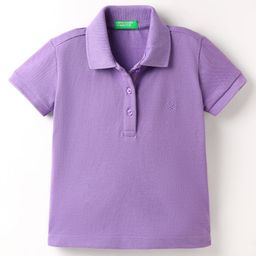 UCB Knit Half Sleeves Solid Color Polo T-Shirt - Purple-image-94