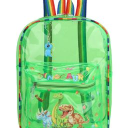 Echo Boomers Green Jelly Backpack Lightweight, Durable & Stylish with Dinosaur Print School bag - Height 13 Inches-image-93