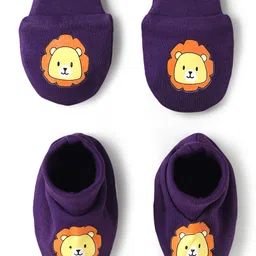 Babyoye 100% Cotton Lion Printed Mittens & Booties Set - Navy Blue-picture-40