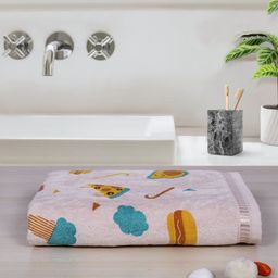 Rangoli 100% Cotton Knit Food Design Baby Towel - Beige-picture-12