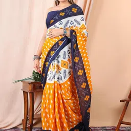 huuhambay Ethnic Motifs Voile Block Print Saree image 5